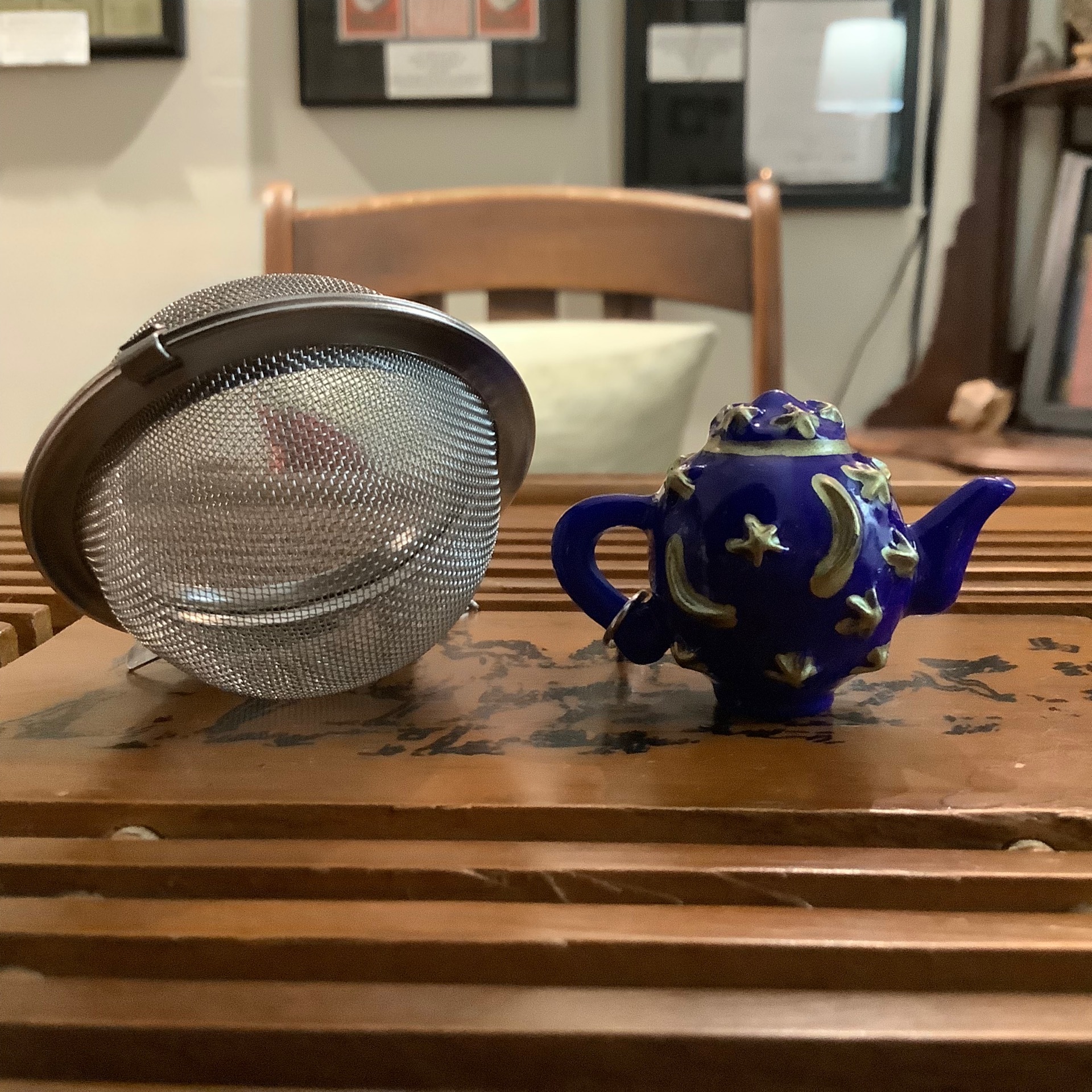 Celestial Blue or Red Teapot charm, Single Cup Infuser